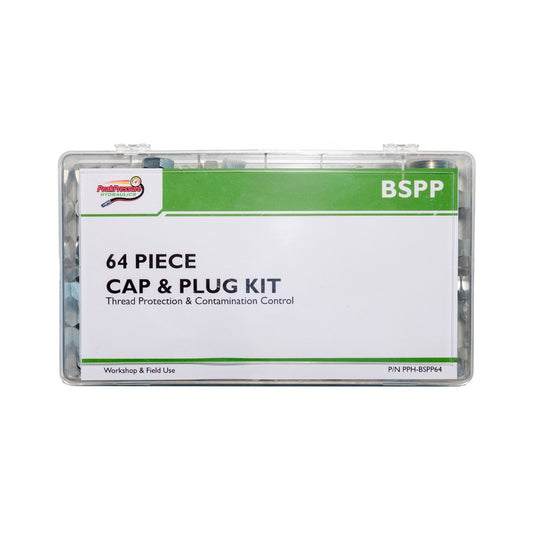 BSPP hydraulic cap and plug kit in carry case