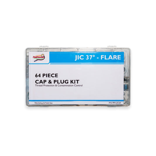 JIC 37° hydraulic cap and plug kit in carry case